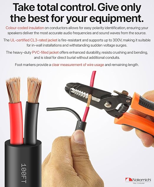 Nakamichi 14/2 in-Wall & Direct Burial Oxygen-Free Copper 2-Conductor Speaker - Image 5