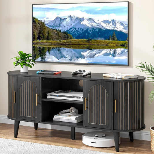 51" Fluted TV Stand, Mid-Century Modern Entertainment Center