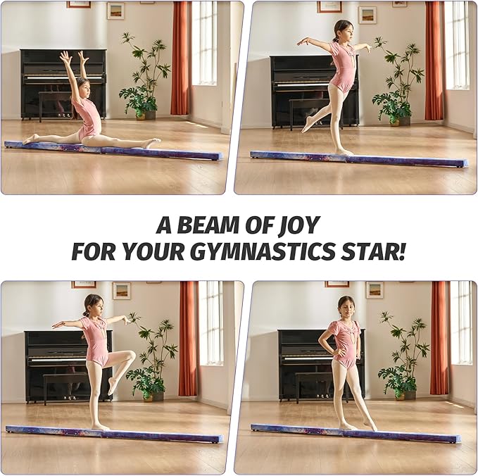 ZELUS 8' Folding Gymnastics Balance Beam, Floor Balance Beam w/Carry Handles - Image 5