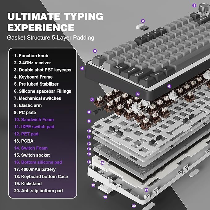 YUNZII B75 PRO Wireless Mechanical Keyboard, 75% Layout - Image 4