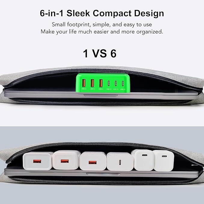 USB C Fast Charger, 100W GaN 6 Port Type C Charging Station Hub Block Cube - Image 7