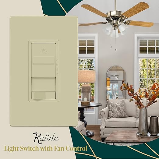 TOPGREENER Kalide Light Switch and 3-Speed Ceiling Fan Control Combo, in Wall - Image 2