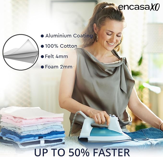 Encasa XO Ironing Board Cover and Pad 49"x18" - 4mm Felt & 2mm Foam Metallized - Image 6