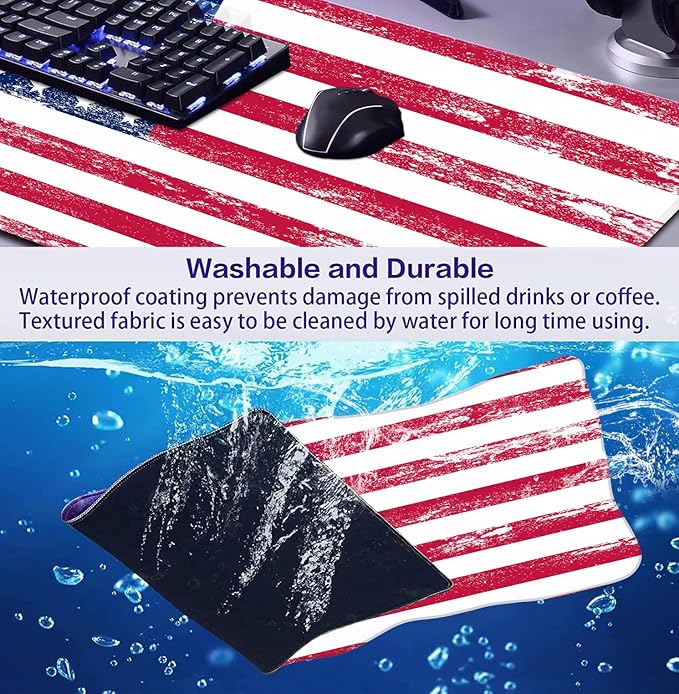 American Flag XXL Extended Mouse Pad, Laptop Pad, Waterproof, Non Slip - Image 6