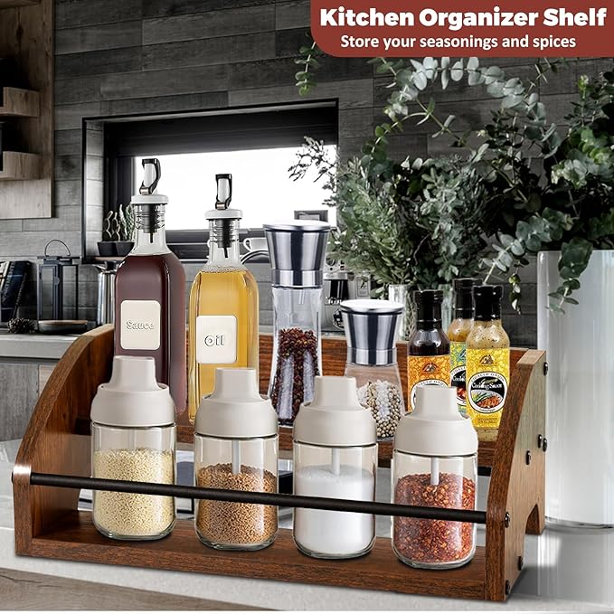Rustic Wooden Countertop Organizer Brown - Image 6