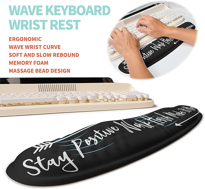 KUOSGM 2-in-1 Ergonomic Set, Wave Rise Keyboard Wrist Rest and Massage Bulge - Image 2