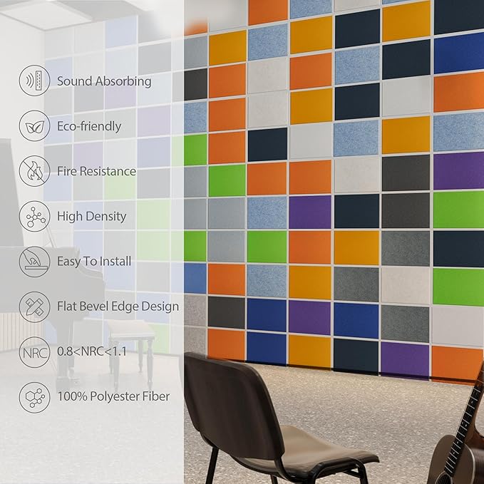 Amantech 12 Pack Acoustic Panels Self Adhesive Sound Proof Foam, High Density - Image 5