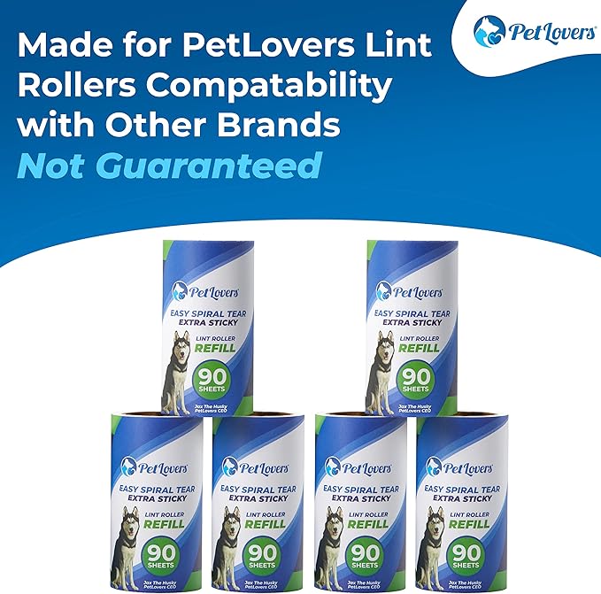 PetLovers Extra Sticky Lint Roller 6 Pack of Refills Only - Image 2