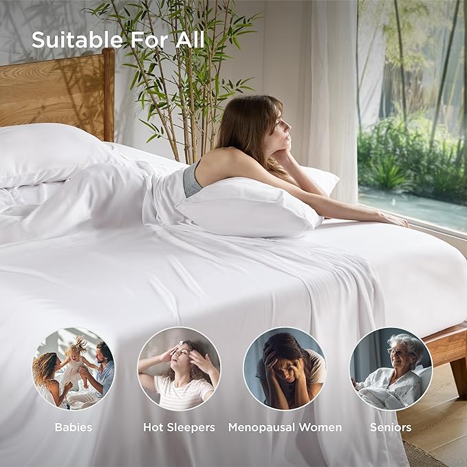 Bedsure King Size Sheet Set, Cooling Sheets, Rayon Derived from Bamboo - Image 7
