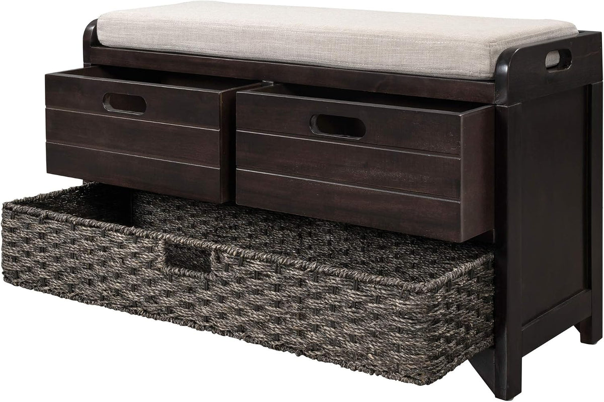 knocbel farmhouse storage bench with 2 drawers, removable, main product view