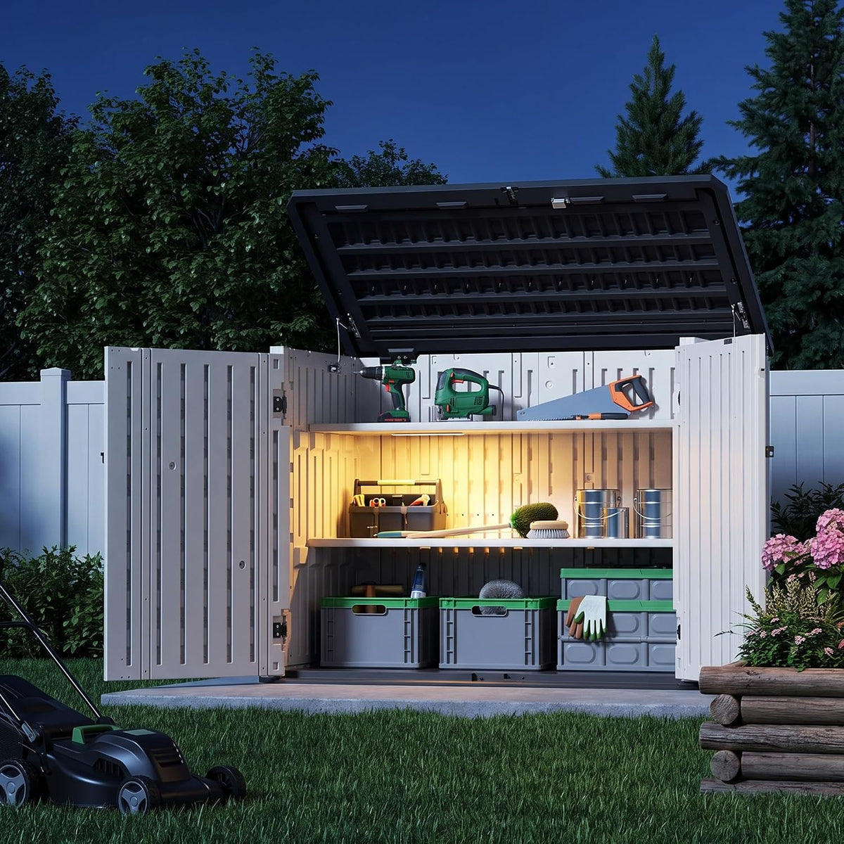 31 cu.ft outdoor storage shed, lockable vertical resin, main product view