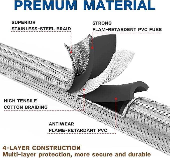 NQN 12FT Stainless Braided Propane Adapter Hose - Image 5