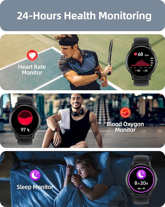 Parsonver Smart Watch for Men Women, HD Screen Fitness Tracker IP68 Waterproof - Image 3