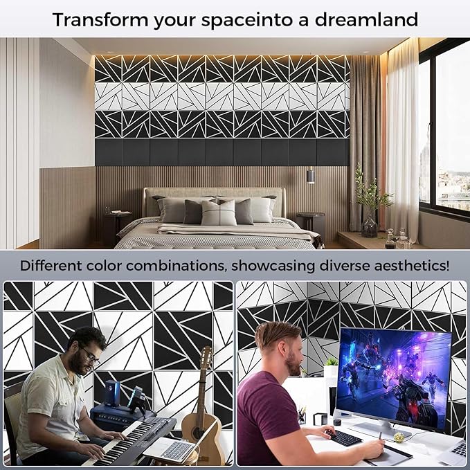 8 Pack 2-Layer Large Soundproof Wall Panels, 15.7 x 15.7 x 0.43 in Sound Proof - Image 5