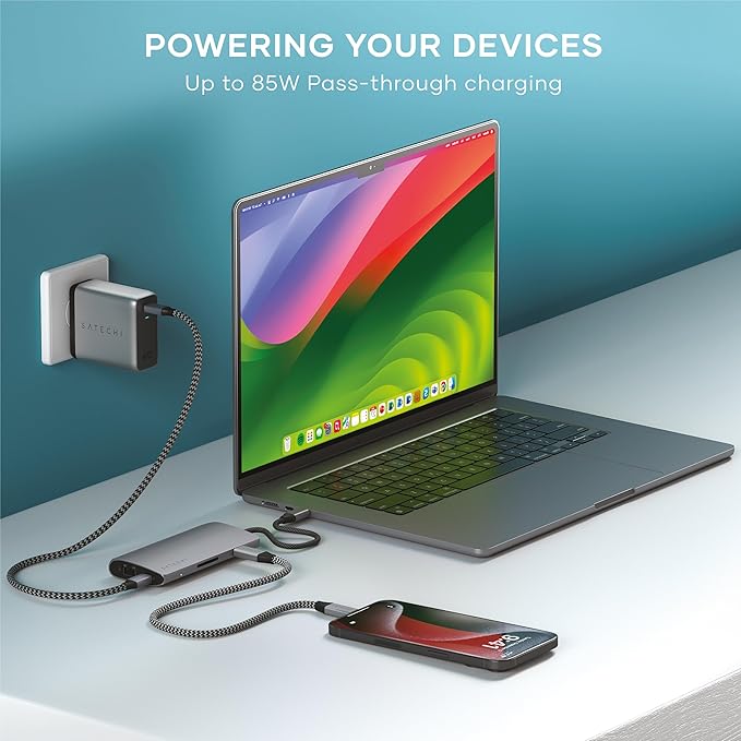 Satechi 8 in 1 USB C Hub Multiport Adapter V3, 8K HDMI, 100W Charging, 4 USB - Image 5