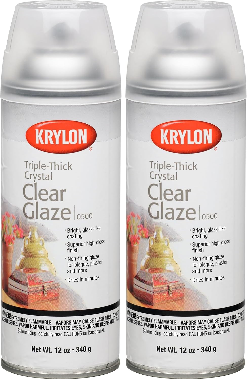 Krylon I00500A07 12-Ounce Triple Thick Clear Glaze Aerosol Spray,High-Gloss (Pack of 2)