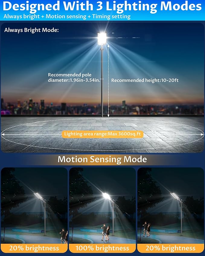 Gefolly SL-9800W Solar Street Lights Outdoor, 860000LM Commercial Parking Lot - Image 5
