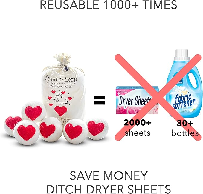 Friendsheep Wool Dryer Balls, Organic Reusable Fabric Softener Alternative - Image 3