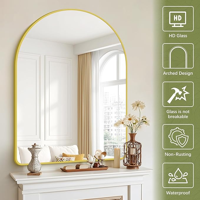 Arched Bathroom Mirror, Wall Mounted Mirror, Living Room, Vertically Hanging or - Image 3