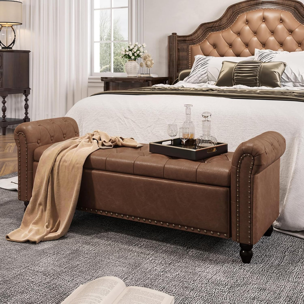 fivewillowise 55" bedroom bench, end of bed bench, main product view