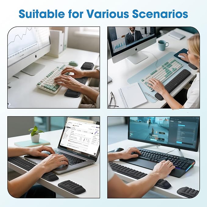 MEKASS Ergonomic Wrist Rest for Keyboard and Mouse, Soft Memory Foam Keyboard - Image 7