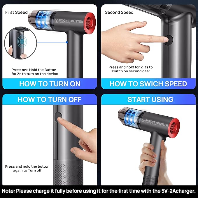 PocketDuster 2-in-1 Compressed Air Duster and Mini Vacuum Cleaner - Image 6