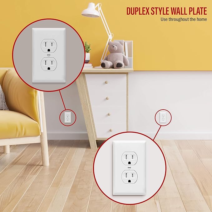 ENERLITES Duplex Wall Plates, Electrical Outlet Covers, Standard Size 1-Gang - Image 7