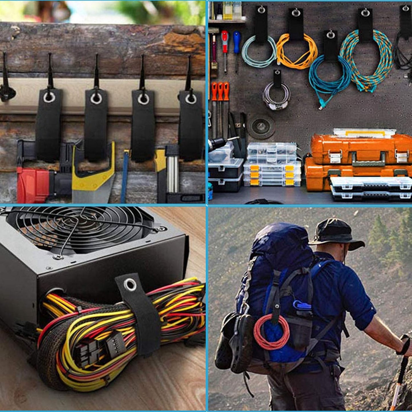 Zkptops 12Pcs Extension Cord Holder Organizer 13 in Heavy Duty Cord Straps | Nylon Storage Strap with Metal Grommet,Wrap Hanger for Garage Organization, Holds 50lbs,Cable Hose Tool Rope Workshop,for Men