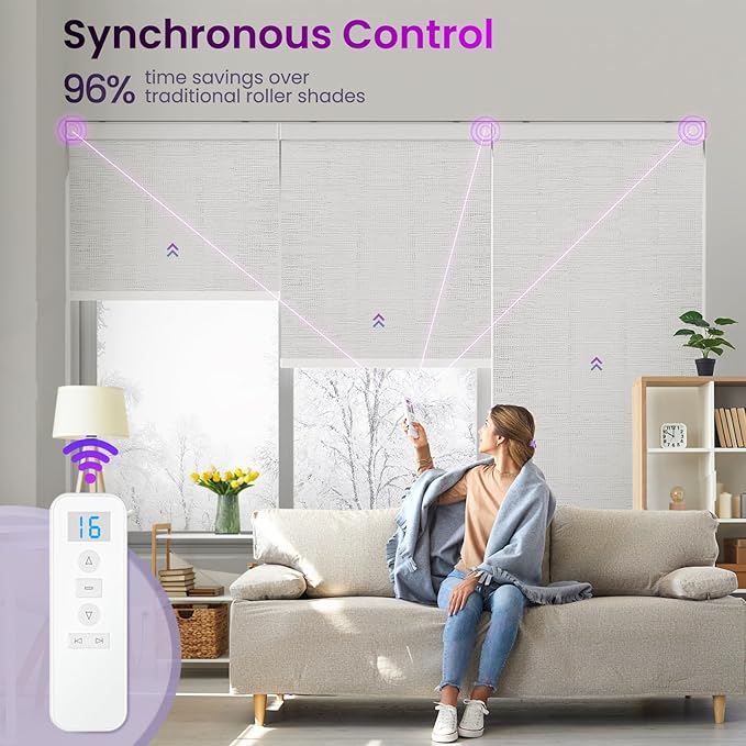 Astomi Motorized Roller Shades for Windows, Smart Blinds, Voice Control - Image 2