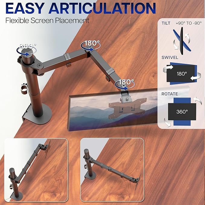 VIVO Single 13 to 38 inch Ultrawide Monitor Arm Desk Mount, Regular Screens up - Image 3