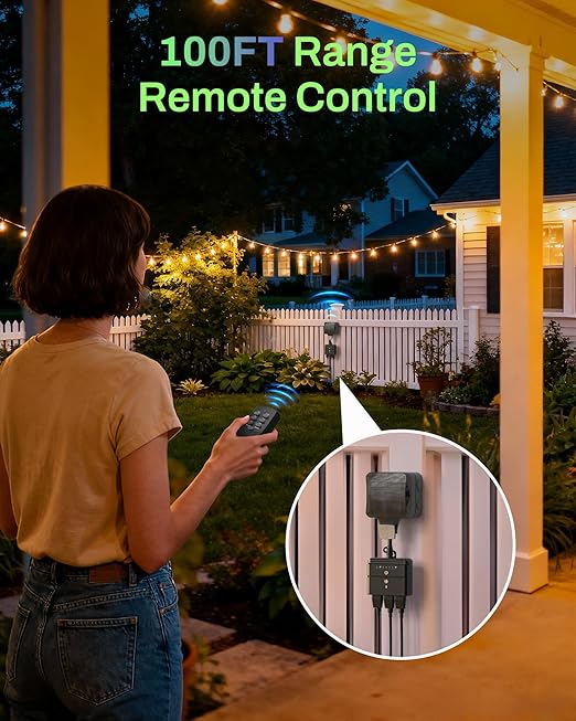BN-LINK Outdoor Light Timer, Waterproof Plug-in Dusk-to-Dawn Controller - Image 3