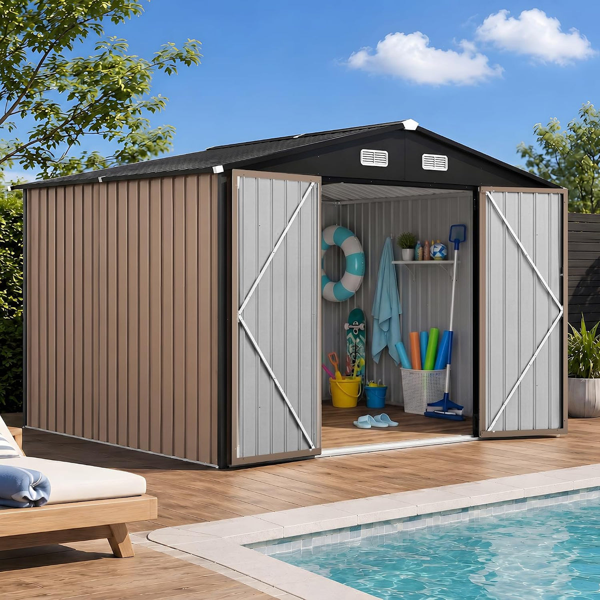 10x8 ft outdoor storage shed, metal garden shed, main product view