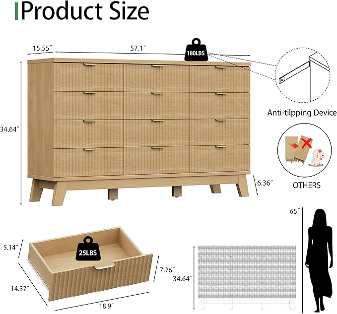 Fluted Dresser for Bedroom - Image 2