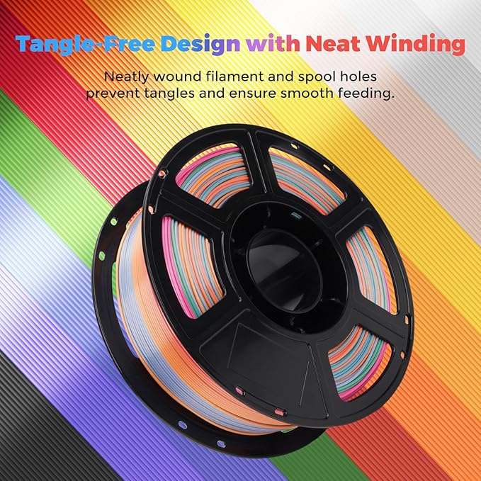 FLASHFORGE Silk PLA Filament 1.75mm Ranbow Candy, 3D Printer Filament 1kg Spool - Image 6