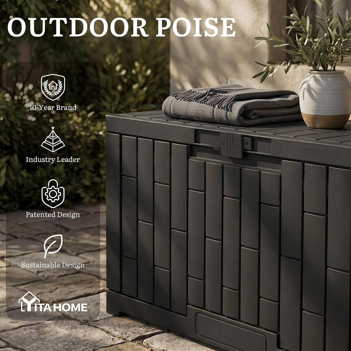 yitahome 60 gallon resin deck box, view 9