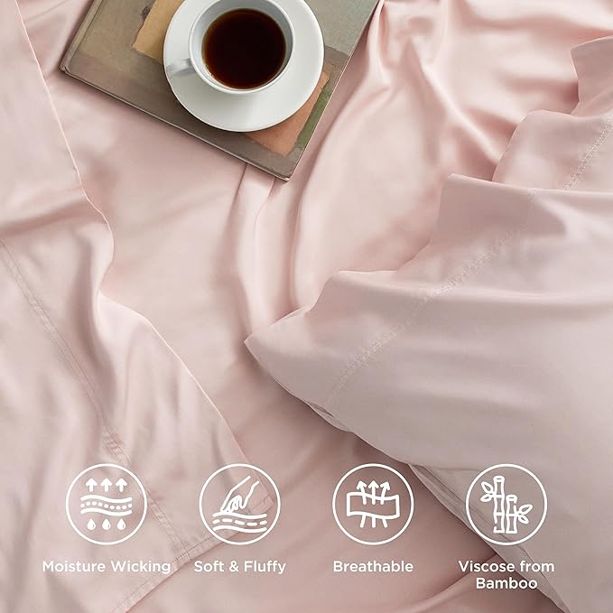 Bedsure Cooling Sheets Twin, Rayon Derived from Bamboo, Breathable & Soft Twin - Image 3