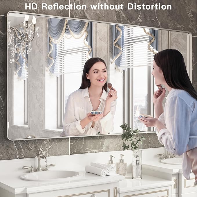 ISKM Large Sliver Metal Framed Bathroom Mirror - Image 2