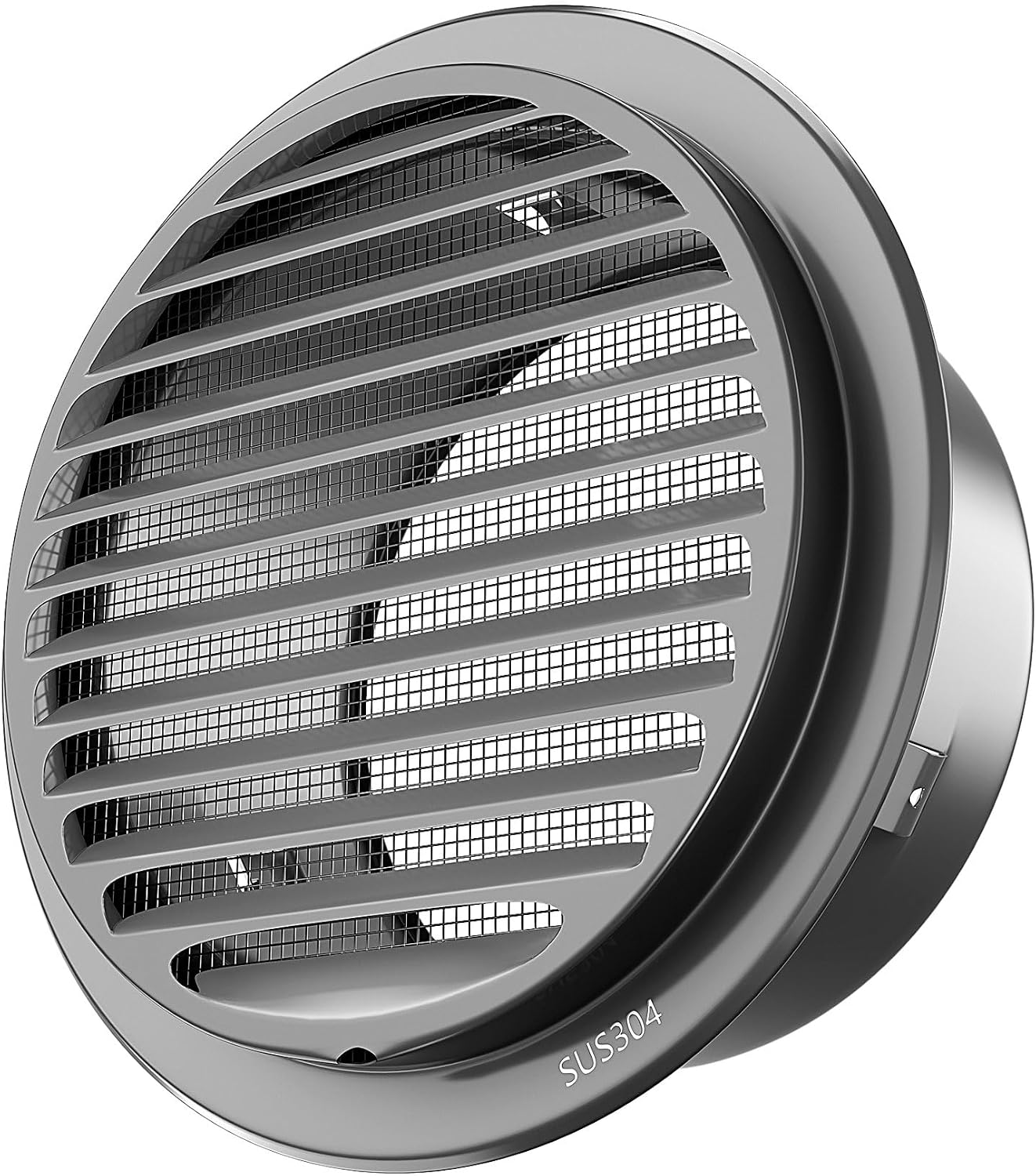 6" in Heavy Duty Thickened 304 Stainless Steel Air Vent Cover Louvered Grille Cover Vent Hood Flat Ducting Ventilation Air Vent Wall Air Outlet with Fly Screen Mesh for House (6inch-150mm Flat Black)