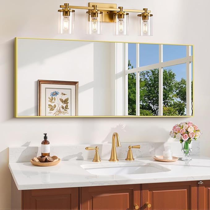 Gold Bathroom Mirror for Wall, 20x48 Inch Rectangle Mirror - Image 2