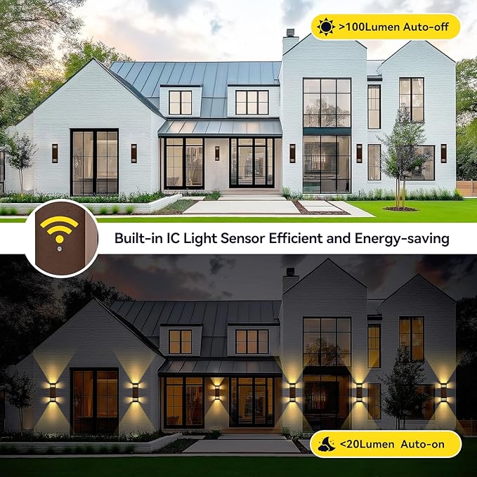 MZLITI 2-Pack Bronze Dusk to Dawn Outdoor Lights, Wall Light Wtih LED Bulbs - Image 2