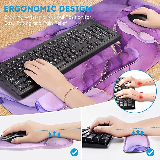 iCasso Purple Ergonomic Large Mouse Pad - Image 3