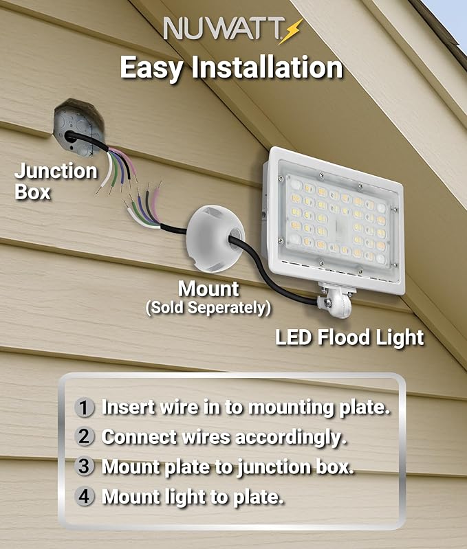 NUWATT 15W LED Flood Light, 3CCT 3000K/4000K/5000K Selectable, IP65 Waterproof - Image 9