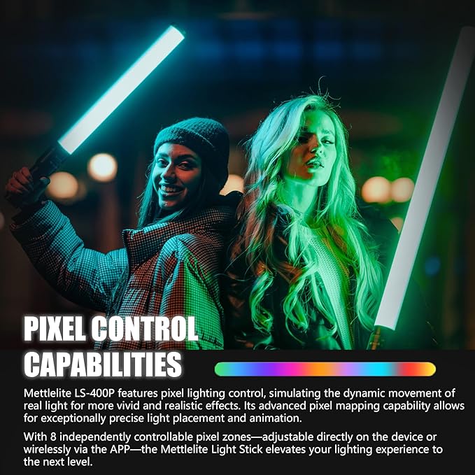 Mettlelite LS400P RGB Pixel LED Light Stick, Handheld Full Color RGBWW - Image 3