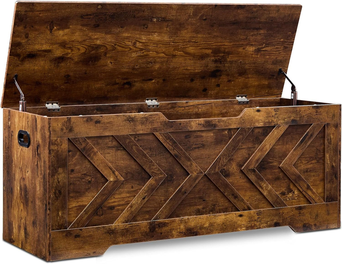 47.2” storage bench,extra large wooden storage chest with, main product view