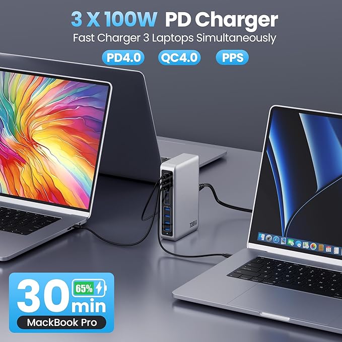 730W USB C Charger Block, 10-Ports GaN V Fast Charging Station Hub, QC4.0+3 PD - Image 3