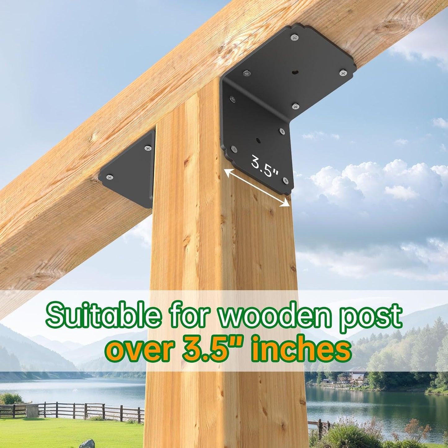 4x4x3.5 Pergola Brackets,Heavy Duty L Bracket for Wood (4PCS) | 4mm Extra-Thick Corner Brackets – Heavy Duty Angle Brace for Shelves, Decks, Fences & Workbenches