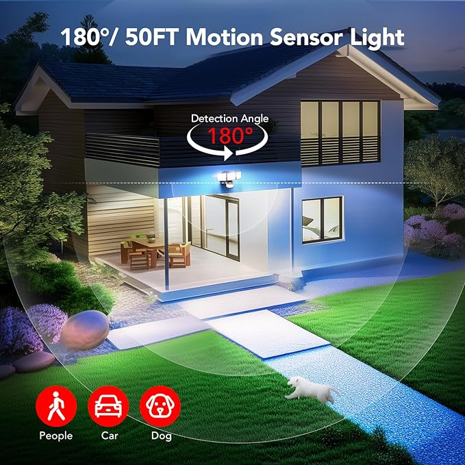 OREiN 4500LM/35W Flood Lights Outdoor, 180°/40FT Motion Sensor Outdoor Lights - Image 3