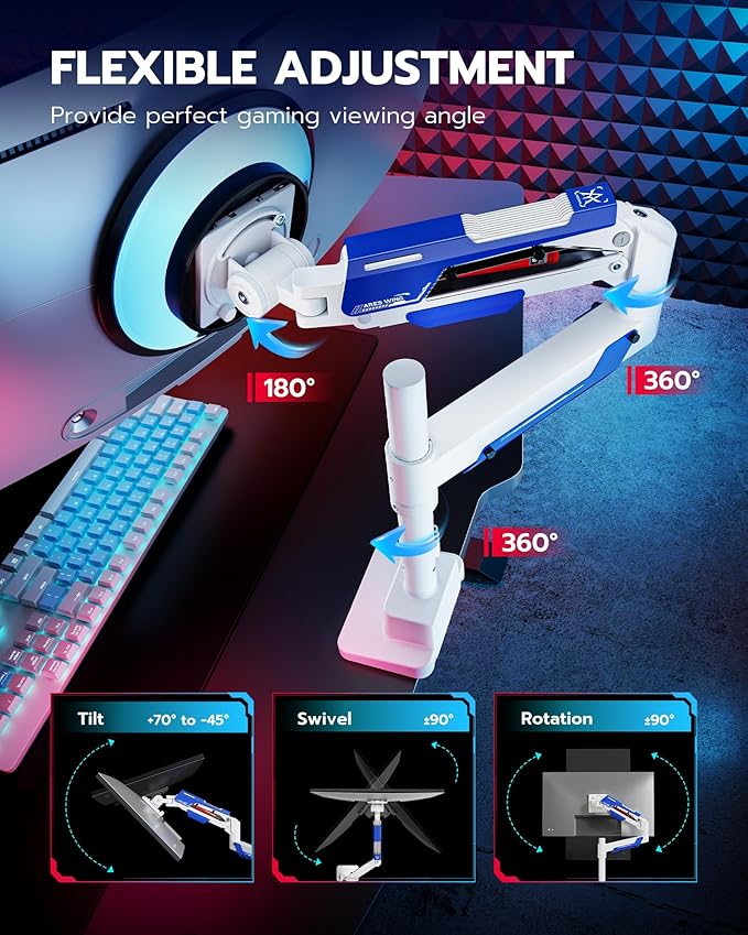 ARES WING CoreArm Single Monitor Mount, Ultrawide Monitor Arm - Image 5