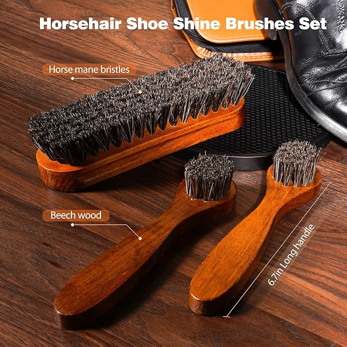 TOPUS Valentines Day Gifts Shoes Polish Kit, 3 Pieces Horsehair Brushes in - Image 3