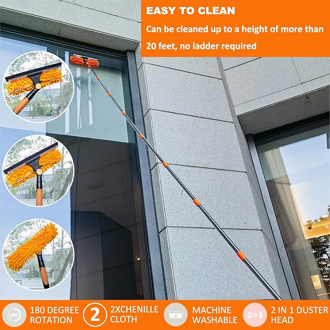 20+ Ft Reach 2 in 1 Window Washing Squeegee - Image 6